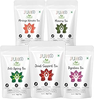 Combination 3: Juno Natural Anti-Aging & Joint Health Herbal Tea Set ? Moringa Wonder Tea, Digestion, Anti-Aging, Joint Support & Memory Tea ? Revitalize, Strengthen & Support Longevity