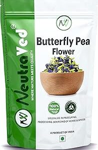 NeutraVed - Blue Flowers Tea - (150 Cups) | Butterfly Pea Flower Tea for Weight Loss | Caffeine Free Herbal Tea | Aprajita Flower for Belly Fat | Zipper Standup Pouch - 50gm (150 Cups)