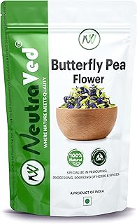 NeutraVed - Blue Flowers Tea - (150 Cups) | Butterfly Pea Flower Tea for Weight Loss | Caffeine Free Herbal Tea | Aprajita Flower for Belly Fat | Zipper Standup Pouch - 50gm (150 Cups)