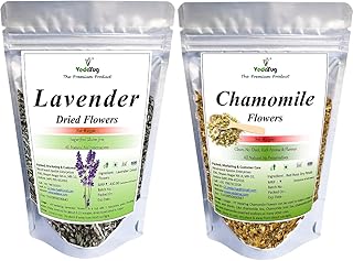 VY VedaYug Herbal Tea Combo Pack || Chamomile Flower Tea 30g & Lavender Dried Flower Bud Tea - 30g || Caffeine Free Loose Leaves Soothing Tea (60g)