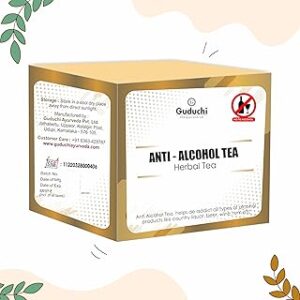 Guduchi Ayurveda Anti - Alcohol Herbal Tea with Soy Protein and Herbs in Alleviating Alcohol Consumption Symptoms | 60 Tea bags |