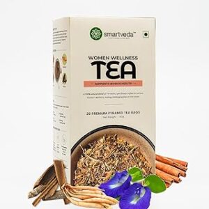 Smartveda Women's Wellness Tea | Herbal Tea Blend with Shatavari, Cinnamon, Ashoka, Chamomile, 15+ Herbs | Supports Hormonal Balance, Menstrual Health & PMS Relief | 20 Tea Bags