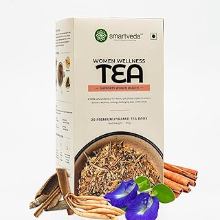 Smartveda Women's Wellness Tea | Herbal Tea Blend with Shatavari, Cinnamon, Ashoka, Chamomile, 15+ Herbs | Supports Hormonal Balance, Menstrual Health & PMS Relief | 20 Tea Bags
