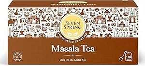 Seven Spring Kadak Masala Chai Tea Bags 100 Pcs - 200 grams | For Enticing Your Taste Buds | It Is An Energising Beverage & A Digestive Aid | Moderate In Caffeine | Contains Authentic Indian Spices?