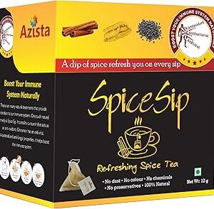Spice Sip Herbal Tea without Caffeine | Natural Immunity Booster For Men & Women with Cinnamon, Turmeric & Black Pepper Boosts Immunity & Relieves from Cough & Cold (54 Tea Bags)