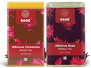 SAGE Hibiscus Tea Gift Pack Combo (Loose Leaf) - Made with Dried Hibiscus Flowers, Cinnamon & Rose - Gift for Housewarming, Anniversary, Birthday & More - Pack of 2-200gm