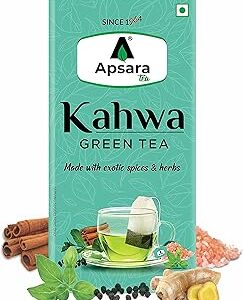 APSARA Detoxifying Kahwa Green Tea - 10 Tea Bags, Spiced Kashmiri Detoxifying Kahwa Green Tea, Natural Body Cleanse & Immunity Booster, Blended with Rock Salt, Tulsi, Cardamom, Cinnamon, Black Pepper, Ashwagandha Tea