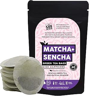 The Tea Trove Japanese Matcha Green Tea Bags-40 Eco-Friendly Matcha Tea + Sencha Green Tea Bag In Resealable Pouch- Belly Fat Tea For Women & Men,0.06 Kg