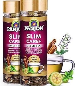 Panjon Slim Tea For Weight Loss&Slimming with Herbal Oolong, Moringa, Lemongrass, Garcinia Cambogia, Rooibos, Gymnema Sylvestre & Green Tea, 2 Jar x 30 Cups