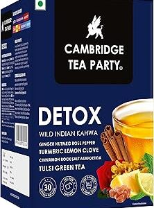 Cambridge Tea Party Detox, Wild Indian Kahwa, Green Tea, Immunity Booster, 30 Tea Bags, 90 Gram