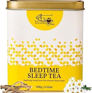 The Indian Chai ? Bedtime Sleep Tea 100g with Passion Flower, Valerian Root, Chamomile Flower, Gotu Kola etc for Restful and Peaceful Sleep, Herbal Tea