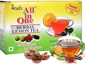 All In One Herbal Lemon Herbal Tea Premix With Sulphur Less Sugar(25 Pouches), 200 Grams, Powder, Balm