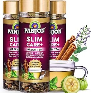 Panjon Slim Tea For Weight Loss&Slimming with Herbal Oolong, Moringa, Lemongrass, Garcinia Cambogia, Rooibos, Gymnema Sylvestre & Green Tea, (30 Cups x 3 Jar)