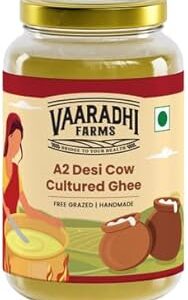 Vaaradhi Farms Bilone Desi Cow Ghee | Organic Pure Natural | Two Way Curd Churned - Best Farm Fresh Grass Fed Cattle Milk |Rich in Nutrients & Flavor,250ML