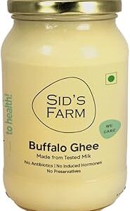 Sid’s Farm Buffalo Ghee - 350g | Aromatic and Granular | Made With Safe Tested A2 Milk | Free From Antibiotics, Preservatives and Induced Hormones | Glass Jar