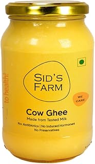 Sid’s Farm Cow Ghee – 350g | Aromatic and Granular | Made With Safe Tested Milk | Free From Antibiotics, Preservatives and Induced Hormones | Glass Jar