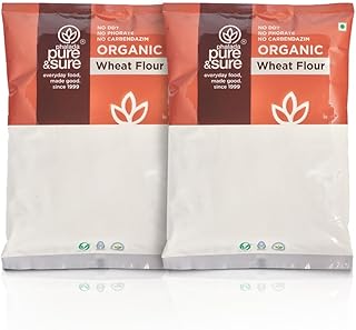 Pure & Sure Organic Whole Wheat Flour (Atta) 2Kg | 100% Atta & No Maida | Freshly Milled from Farms | High in Iron, Zinc & Protein | No Additives & Chemical Free| 1 Kg each (Pack of 2)