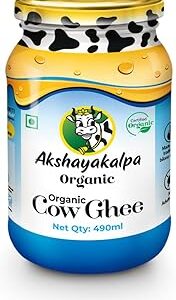 Akshayakalpa Organic Cow Ghee – 490 ml - Pure organic ghee, traditionally-churned, chemical-free, granular ghee, nutritious by nature