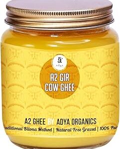 Adya Organics A2 Gir Cow Ghee | Bilona Method Ghee | Pure, Healthy and Natural Cow Ghee | Grassfed, Cultured & Traditional Ghee | Immunity Booster Ghee 500 gm