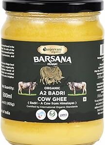 Sanjeevani Organics Nutrient-Rich Traditional Ghee | A2 Badri Cow Ghee 500 ml | Grass-Fed Badri Cows Ghee for Better Digestion, Immunity, & Overall Health, A2 Ghee in Jar of Bottle