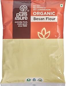 Pure & Sure Organic Besan (Gram Flour) 1Kg | 100% Natually Processed Chickpea Flour | Stoneground Besan Atta | Rich in Protein & Fiber | No Preservatives & Additives