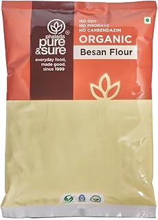 Pure & Sure Organic Besan (Gram Flour) 1Kg | 100% Natually Processed Chickpea Flour | Stoneground Besan Atta | Rich in Protein & Fiber | No Preservatives & Additives