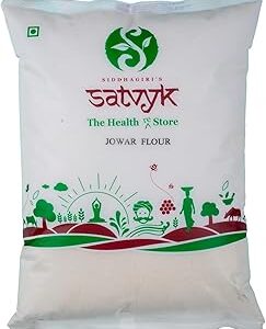 S Siddhagiri's SATVYK THE HEALTH re STORE - Desi Jowar Flour - (1kg) - Stoneground | Sorghum Millet Flour | Gluten-Free Jowari Atta | Fresh Sorghum Flour | Fiber-Rich - Protein-Rich Jowar Atta