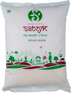S Siddhagiri’s SATVYK THE HEALTH re STORE – Desi Jowar Flour – (1kg) – Stoneground | Sorghum Millet Flour | Gluten-Free Jowari Atta | Fresh Sorghum Flour | Fiber-Rich – Protein-Rich Jowar Atta