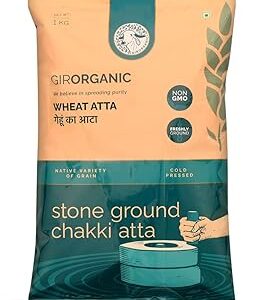 GirOrganic Stoneground 5 kg Sharbati Wheat Atta/Flour | Nutrient-Rich Flour for Sourdough, Rotis, and More | Organic, High Protein & Fiber, Sugar Control, Easy Digestion | 100% Whole Emmer Wheat