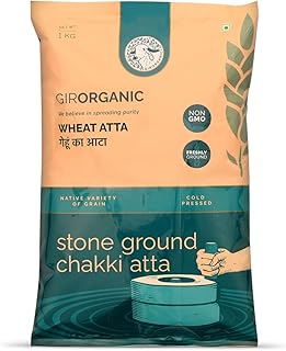 GirOrganic Stoneground 5 kg Sharbati Wheat Atta/Flour | Nutrient-Rich Flour for Sourdough, Rotis, and More | Organic, High Protein & Fiber, Sugar Control, Easy Digestion | 100% Whole Emmer Wheat