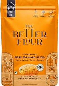 The Better Flour Khapli Wheat Flour 1kg – Organic Emmer Wheat, High Dietary Fiber, Low Glycemic, Easy Digestion, Stoneground Atta
