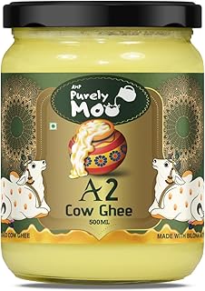 AMP Purely Moo A2 Bilona Desi Gir Cow Ghee Danedar (500ml)| Bilona Cow Organic A2 Ghee | Organic Desi Ghee