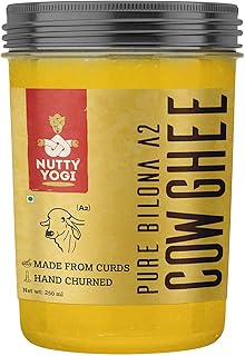 Nutty Yogi Pure Bilona A2 Desi Cow Ghee 250ml | 100% Natural & Organic Ghee l Grassfed, Cultured, Premium & Traditional Ghee | Immunity Booster | Pure Ghee Handmade in Small batches I Bilona Method