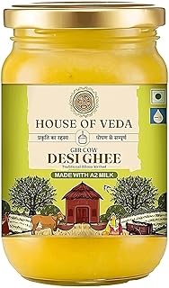 House of Veda Gir Cow A2 Bilona Ghee – 500ml | 100% Pure Desi Ghee | Ayurvedic Slow-Churned (Vedic Bilona Method) | Easy to Digest | Boosts Memory, Immunity & Strength