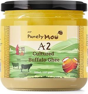 AMP Purely Moo A2 Murrah Buffalo Ghee- 250 Ml | Grass fed Buffalo Bilona Ghee| Grass Fed Buffaloes | Murra Buffalo | Haryana Region|Traditional Bilona Method | Organic Murrah Buffalo Ghee