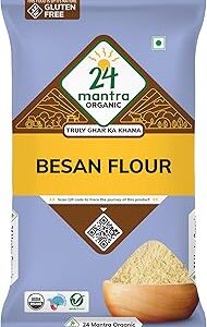 24 Mantra Organic Besan/Gram Flour/Besan Pindi - 500gms | Pack of 1 | 100% Organic | Chemical Free & Pesticides Free | Uniform Particle Size | Unadulterated