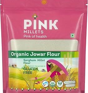 Pink Millets Organic Jowar Millet Flour - 500gm | Gluten Free Sorghum Millet Flour | Desi Jwari Atta | Fibre & Protein Rich Healthy Atta | Low GI & Diabetic Friendly | Vacuum Packed
