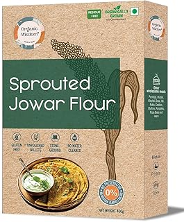 Organic Wisdom-Back to Roots Sprouted Jowar Atta (Flour) | 100% Natural, Gluten Free & Stone -grounded Sorghum/cholam atta|Rich in Protein & Dietary Fiber (400g)