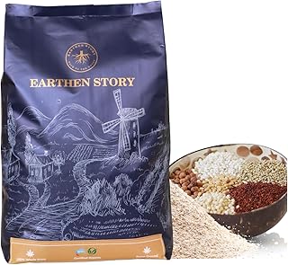 Earthen Story Certified Organic Multigrain Atta 5kg with 40% Millet flour | Stone Ground, 100% Whole Grain Organic Atta with Ragi flour Jowar flour Bajra flour Barley flour Kala Chana atta