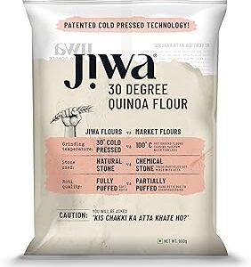 JIWA healthy by nature Organic Quinoa Flour | Soft Fluffy Rotis | Protein Rich Chakki Ground Atta | Indian Origin | Certified Organic & Gluten Free | 100% Natural | 900 g