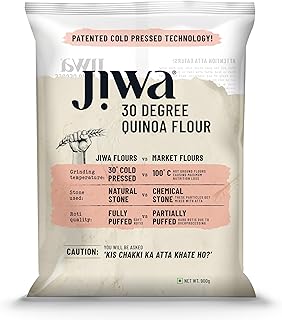 JIWA healthy by nature Organic Quinoa Flour | Soft Fluffy Rotis | Protein Rich Chakki Ground Atta | Indian Origin | Certified Organic & Gluten Free | 100% Natural | 900 g