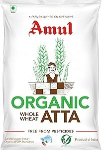 Amul Organic Whole Wheat Atta Bag, 1 kg