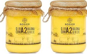 ROSIER A2 Gir Cow Ghee | (500 ml x 2 Glass Bottle) | Traditional Bilona Method A2 Gir Cow Ghee | Curd-Churned | Grassfed, Pure and Healthy Desi Cow Ghee
