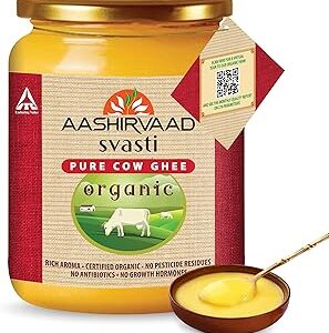 Aashirvaad Svasti Organic Cow Ghee, 500 ml| Sourced from healthy cows| Comes with authenticity proof| Slowly cooked for 3.5 hrs| Rich, nostalgic aroma
