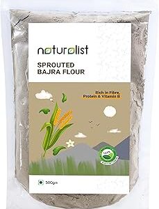Naturalist 500gm Sprouted Bajra Flour (Sajjalu/Kambu/Bajri aata) | 100% Natural | Fibre, Protein & Vit. B Rich Healthy Meal | Naturally Gluten-Free | Pearl Millet Flour- 0.5Kg