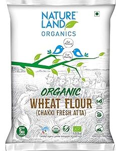 Natureland Organics Whole Wheat Flour 5 Kg - Organic Wheat Flour
